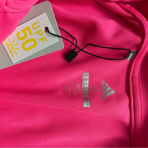 Adidas florescent pink golf shirt NWT size XL with UPF 50 - Picture 7 of 11